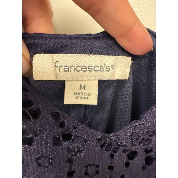 Francesca's Navy Lace Long Sleeve Mini Dress Size Medium - Picture 3 of 5